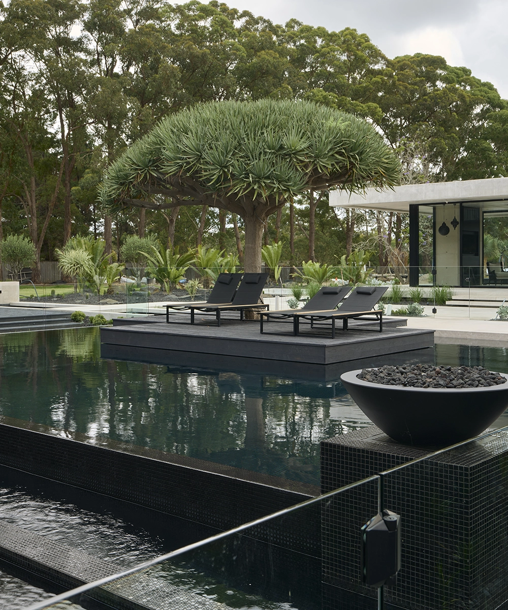 Frameless glass pool fence at a Dural residence