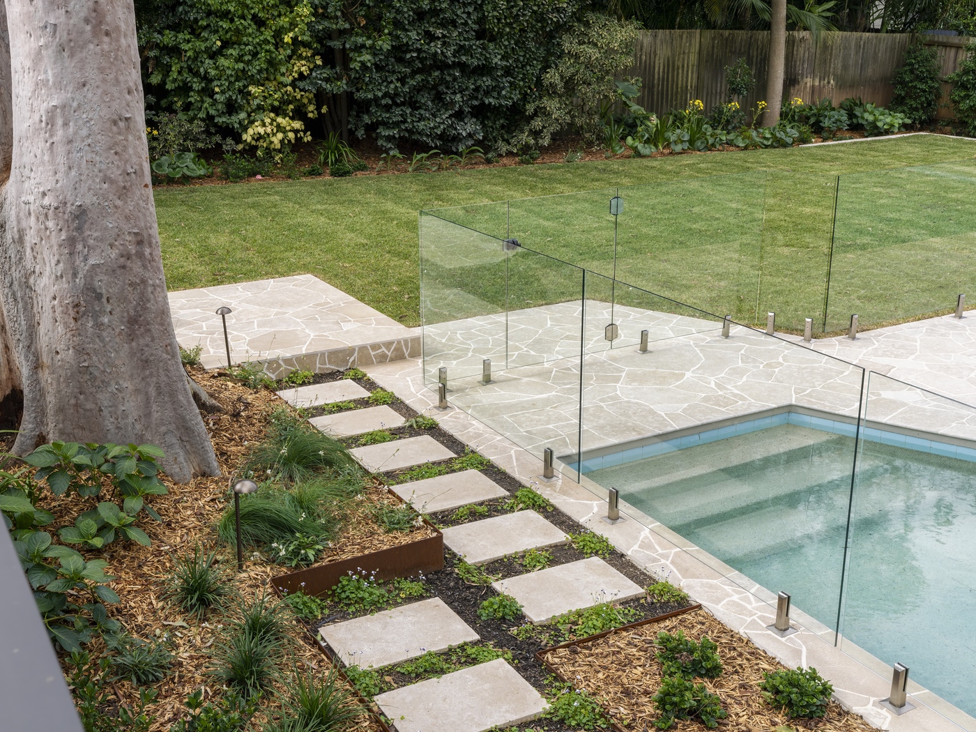 Glass fencing at the East Lindfield Residence