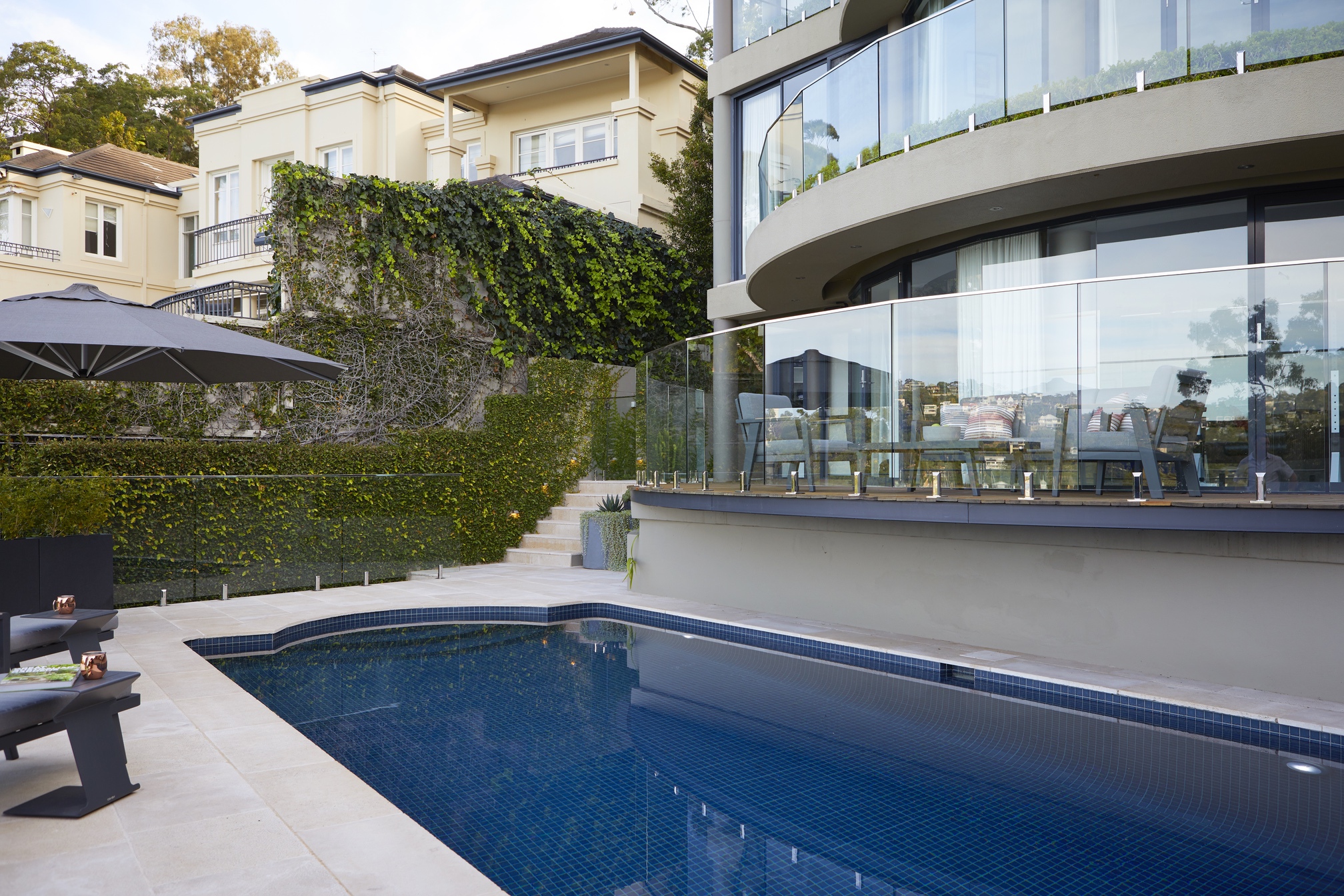 Glass fencing at the Castlecrag Residence