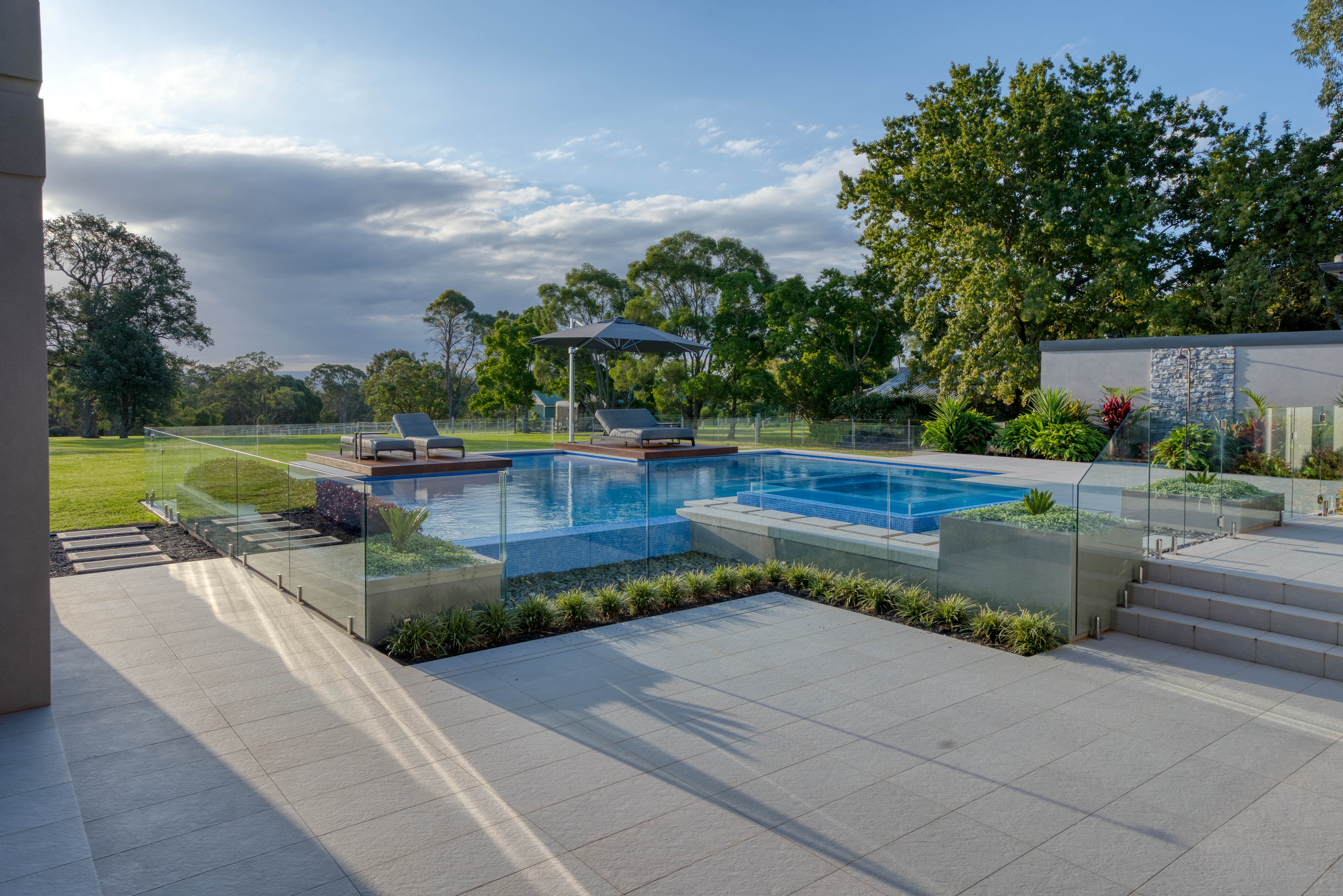 Glass fencing at the Kenthurst Residence