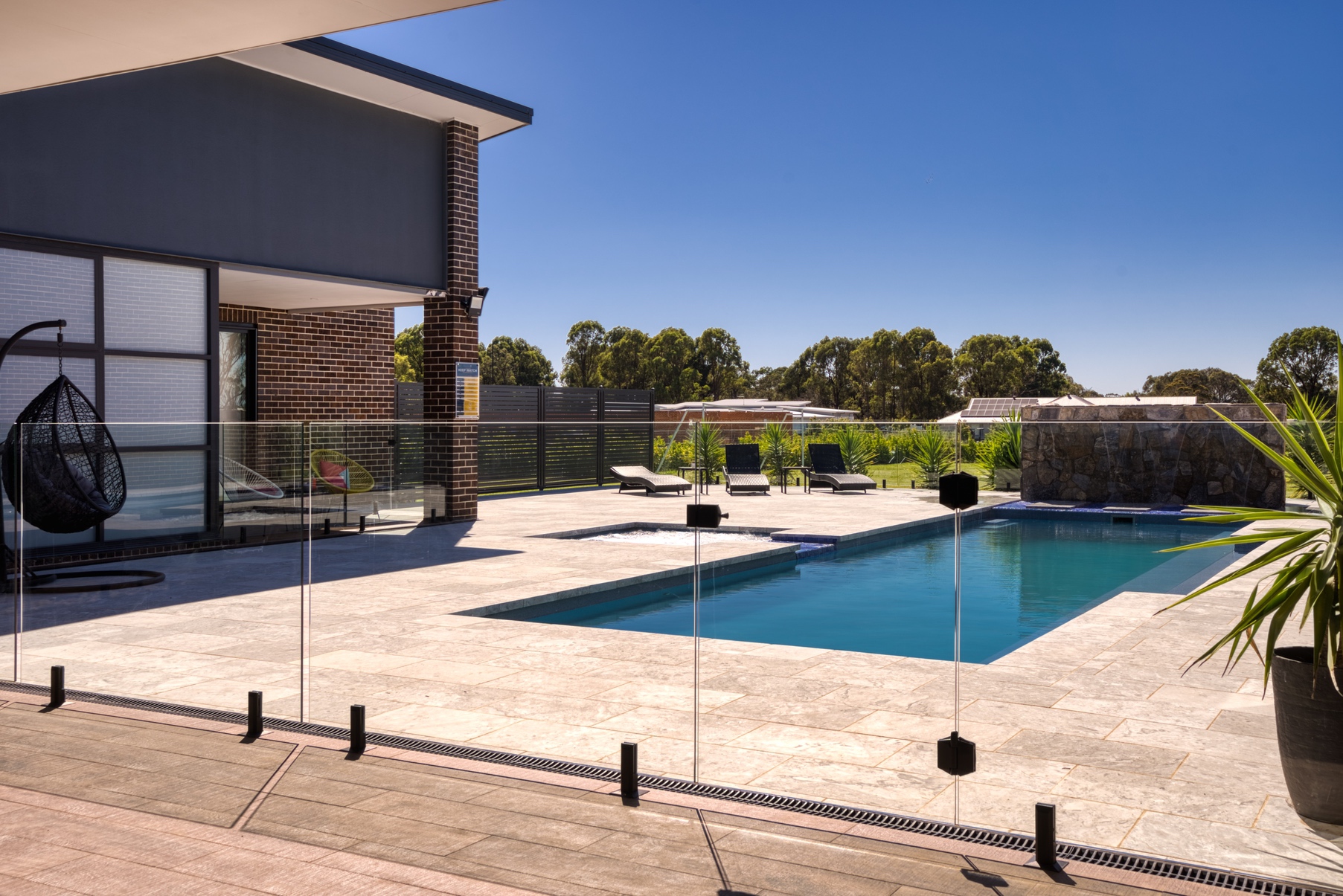 Glass fencing at the Twin Creeks Residence