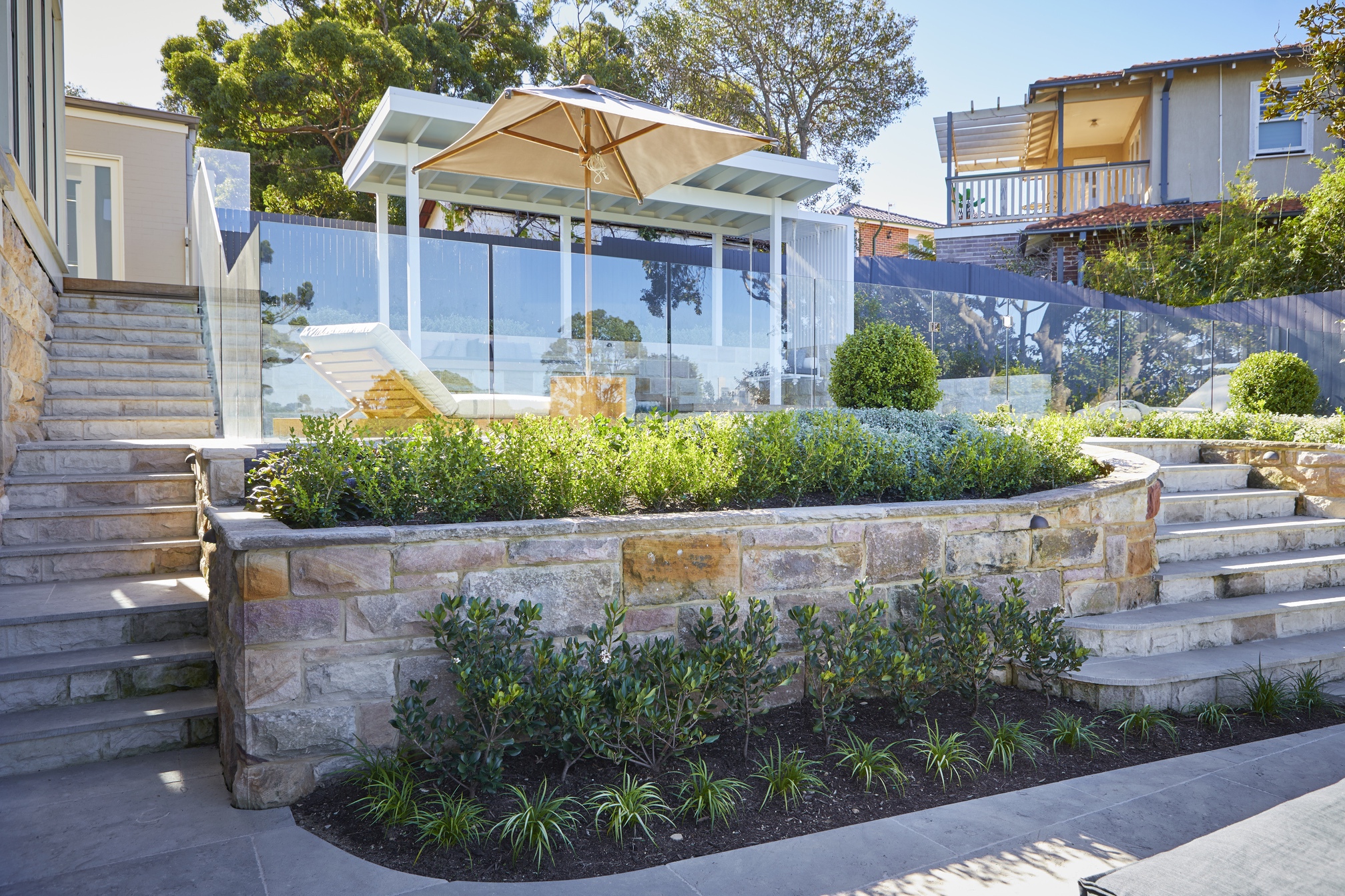 Glass fencing at the Longueville Residence